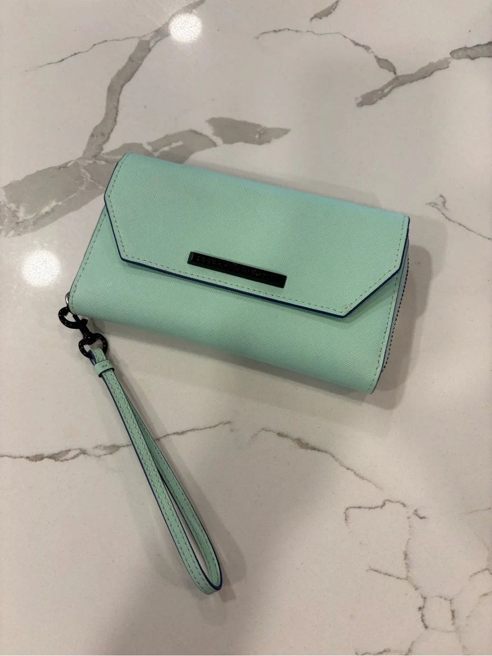 Rebecca Minkoff Mint Saffiano Wristlet Clutch